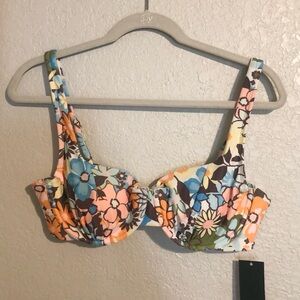 wild fable Floral Underwire Bikini Top - Blue, Peach, Green